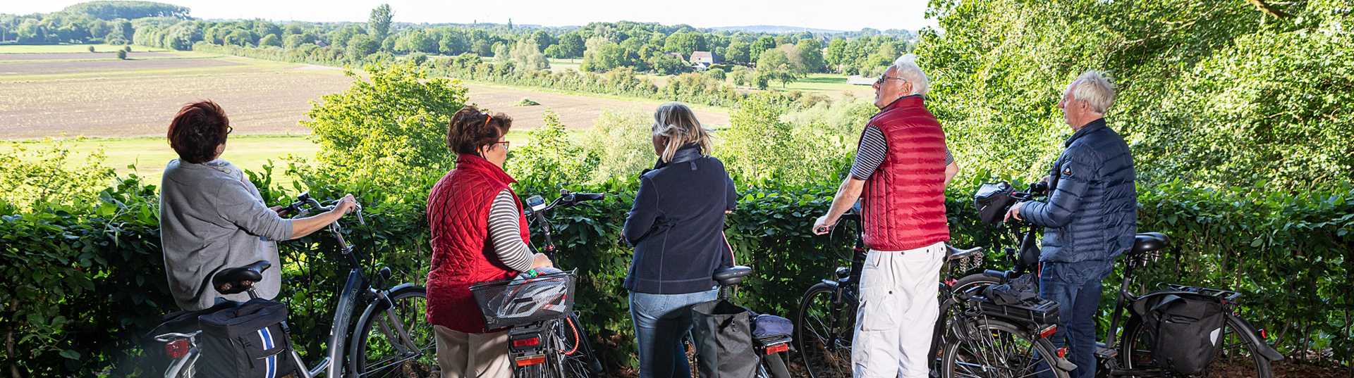 Foto einer Gruppe Radfahrer im Grünen