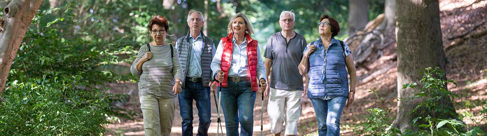 Foto von einer wandernden Gruppe Menschen im Wald